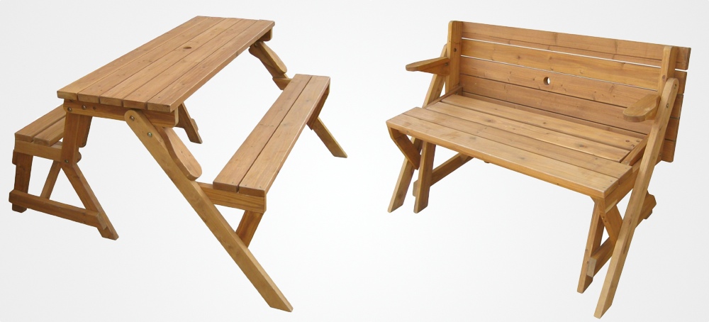 Garden Bench That Unfolds Into A Picnic Table
